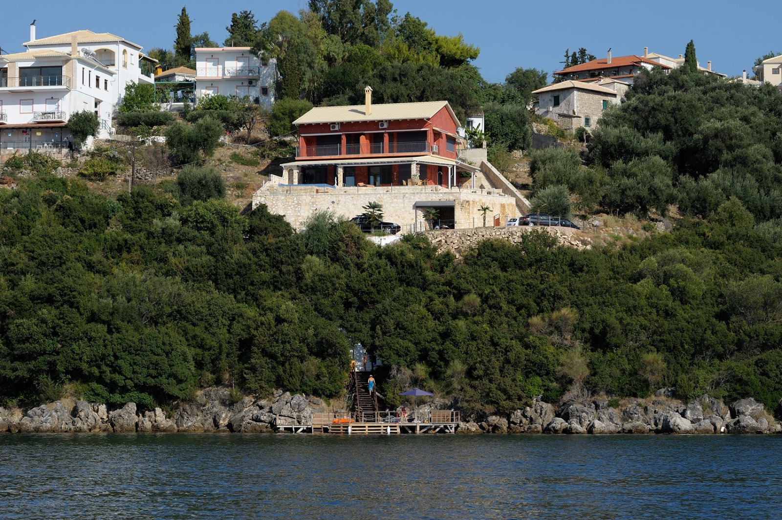 Sivota villas seen from the sea on Sivota Bay