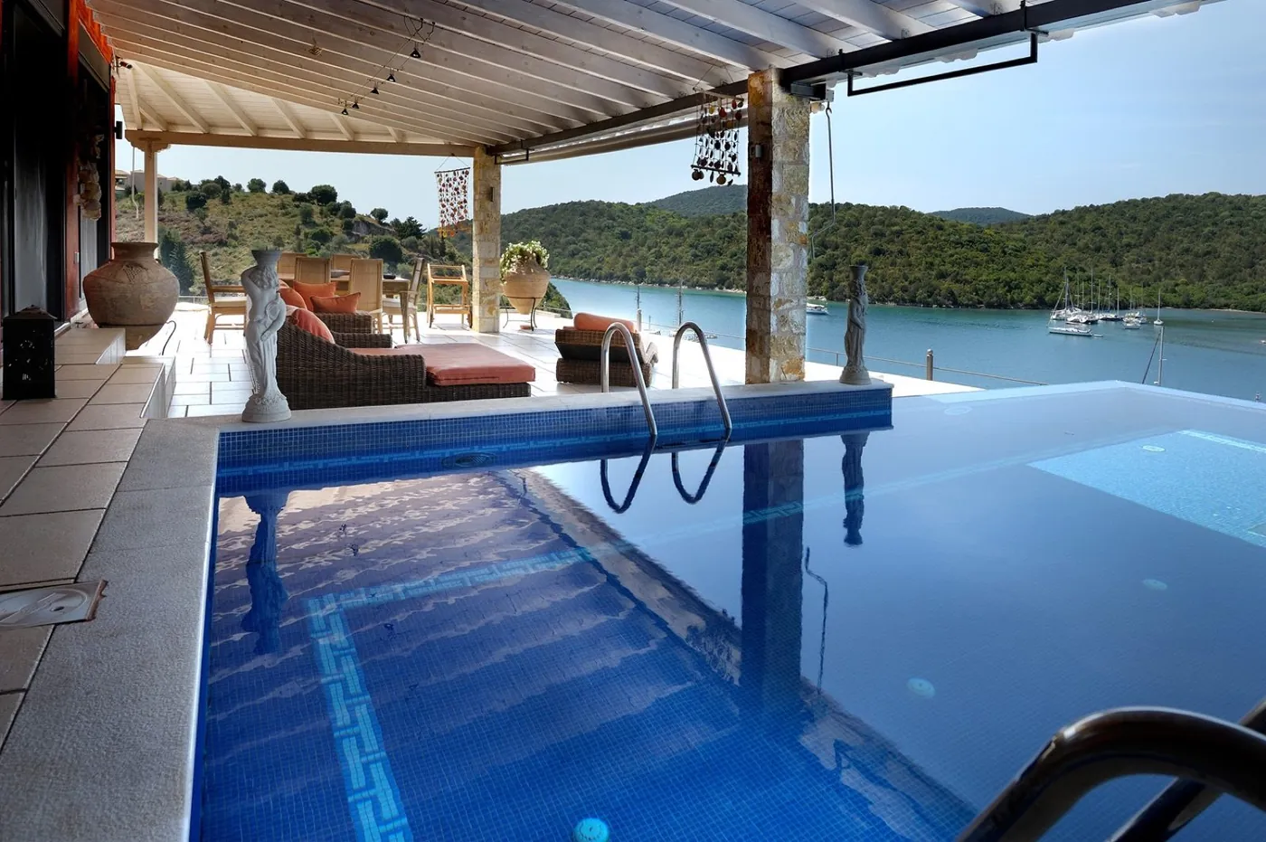 Private pool with sea view at Sivota Villa